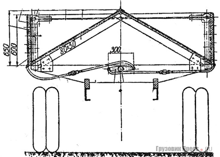 Чертёж специализированного бункерного самосвала инженера Алфимова, 1935 г.