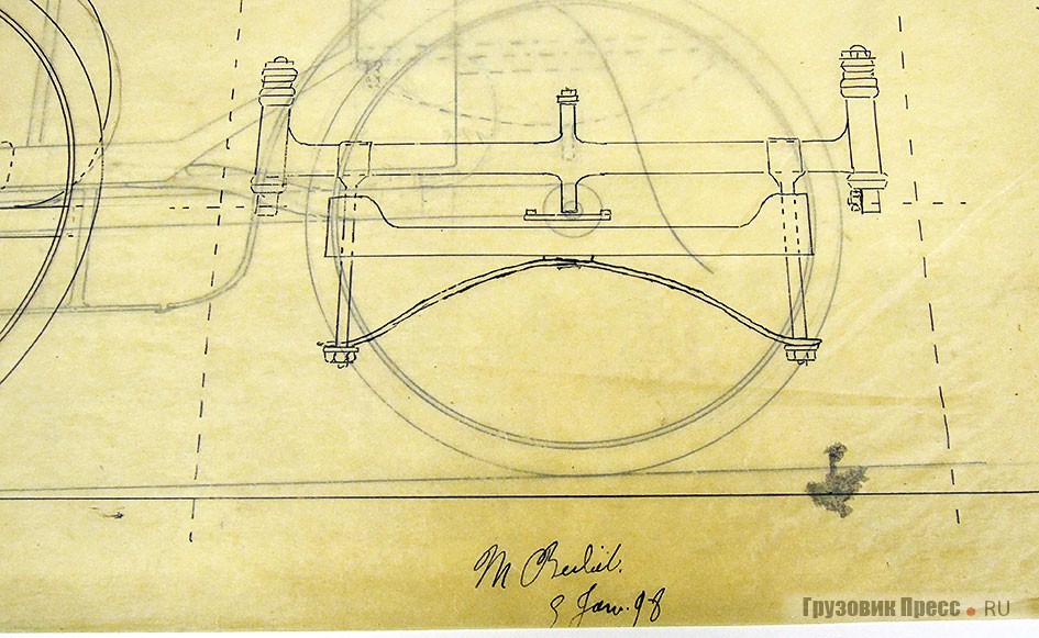 Оригинальный сборочный чертеж шасси Berliet тип M (1910 г.), подписанный лично Мариюсом Берлие