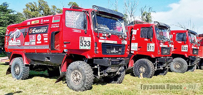 Минские грузовики с 12,5-литровыми дизелями Caterpillar C13 в спецификации Gyrtech 12,5 Rally уже отвечают требованиям Dakar 2018